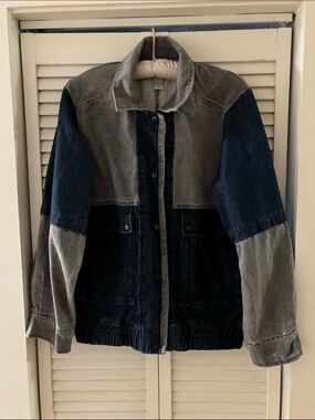 Vintage Learsi Two Tone Denim Blue and Gray Bomber Jacket Small